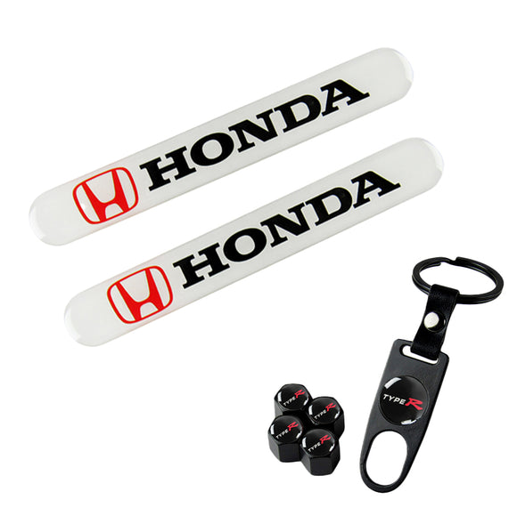 HONDA Set LOGO Emblems with TYPE R Tire Valves Wheel Air Caps Keychain - US SELLER