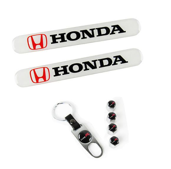 HONDA LOGO Set Emblems with TYPE R Tire Valves Wheel Air Caps Keychain - US SELLER