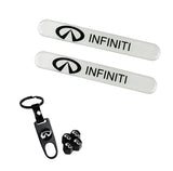INFINITI Set LOGO Emblems with Black Keychain Tire Wheel Valves Air Caps - US SELLER