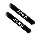 JEEP Set LOGO Black Emblems with Silver Tire Wheel Valves Air Caps Keychain - US SELLER