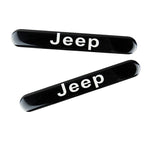 JEEP Set LOGO Black Emblems with Silver Tire Wheel Valves Air Caps Keychain - US SELLER