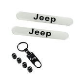 JEEP Set Emblems with Punisher Logo Wheel Tire Valves Black Air Caps Keychain - US SELLER