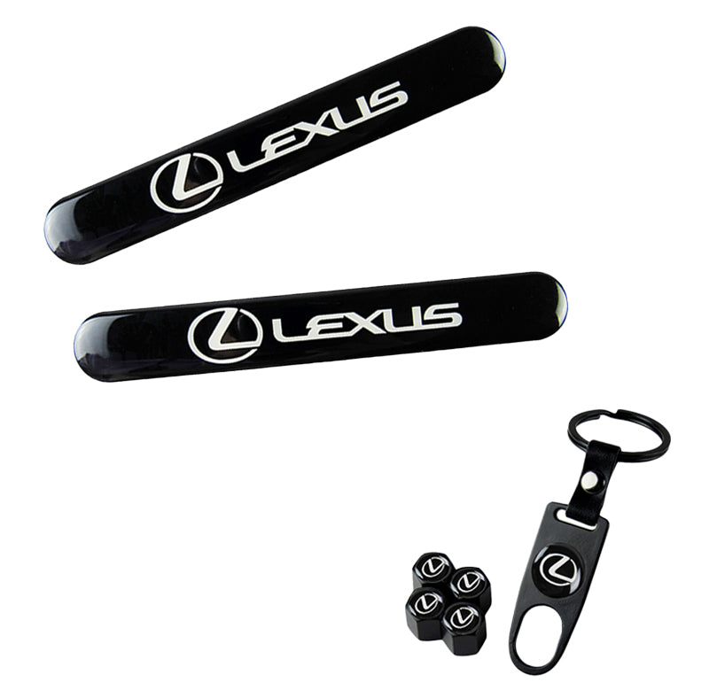 Lexus Rim Emblems LEXUS Black Set LOGO Emblems with Wheel Tire Valves Air Caps Keychain ...