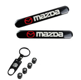 Mazda Set LOGO Emblems with Mazda Speed Wheel Tire Valves Black Air Caps Keychain - US SELLER