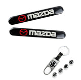Mazda Set LOGO Emblems with Wheel Tire Valves Air Caps Silver Keychain- US SELLER