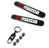 Mazda Set LOGO Emblems with Mazda Speed Tire Wheel Valves Black Air Caps Keychain - US SELLER