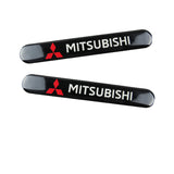 Mitsubishi Black Car Door Rear Trunk Side Fenders Bumper Badge Scratch Guard Sticker New 2 pcs