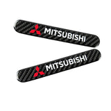 Mitsubishi Carbon Fiber Car Door Rear Trunk Side Fenders Bumper Badge Scratch Guard Sticker New 2 pcs
