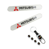 MITSUBISHI Set LOGO Emblems with Silver Ralliart Wheel Tire Valves Air Caps Keychain - US SELLER