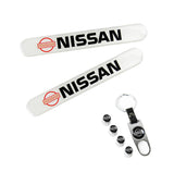 NISSAN Set LOGO Emblems with Silver Wheel Tire Valves Air Caps Keychain - US SELLER