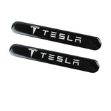 TESLA Set LOGO Emblems with Wheel Tire Valves Black Air Caps Keychain - US SELLER