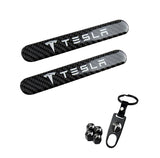TESLA Set LOGO Emblems with Black Wheel Tire Valves Air Caps Keychain - US SELLER