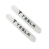 Tesla White Car Door Rear Trunk Side Fenders Bumper Badge Scratch Guard Sticker New 4 pcs