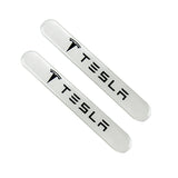 Tesla White Car Door Rear Trunk Side Fenders Bumper Badge Scratch Guard Sticker New 2 pcs