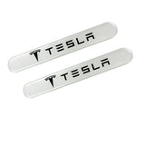 TESLA Set LOGO Emblems with Silver Keychain Tire Valves Wheel Air Caps - US SELLER