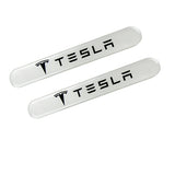 Tesla White Car Door Rear Trunk Side Fenders Bumper Badge Scratch Guard Sticker New 4 pcs