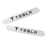 Tesla White Car Door Rear Trunk Side Fenders Bumper Badge Scratch Guard Sticker New 4 pcs