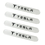 Tesla White Car Door Rear Trunk Side Fenders Bumper Badge Scratch Guard Sticker New 4 pcs