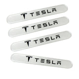 Tesla White Car Door Rear Trunk Side Fenders Bumper Badge Scratch Guard Sticker New 4 pcs