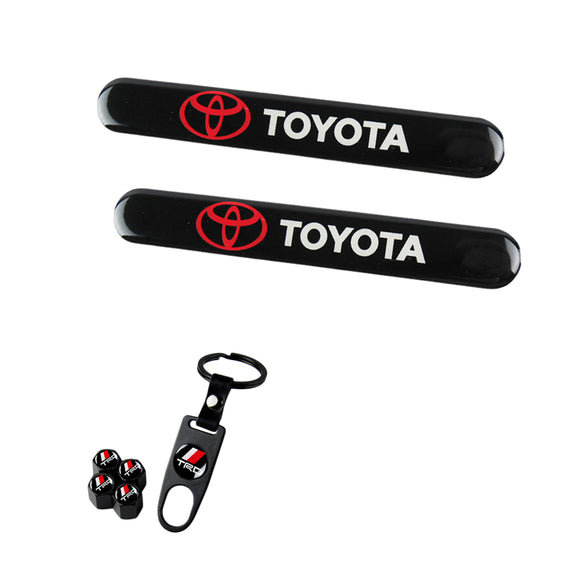 Toyota TRD Set LOGO Emblems with Black Wheel Tire Valves Air Caps Keychain - US SELLER