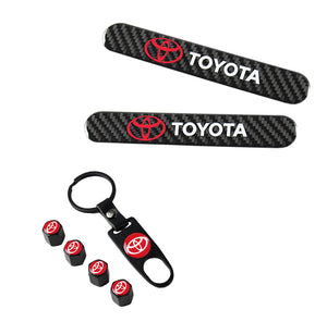 Toyota Set LOGO Emblems with Wheel Tire Valves Air Caps Keychain Black - US SELLER