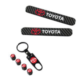 Toyota Set LOGO Emblems with Wheel Tire Valves Air Caps Keychain Black - US SELLER