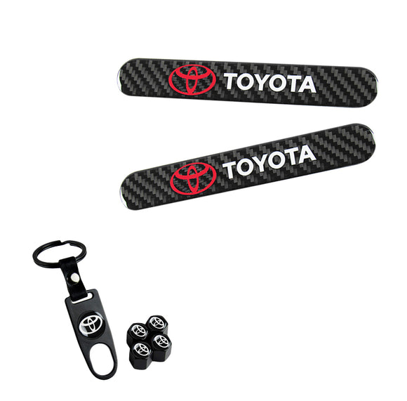 Toyota LOGO Set Emblems with Keychain Tire Wheel Valves Air Caps - US SELLER