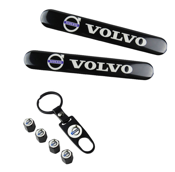 VOLVO LOGO Set Emblems with Tire Valves Wheel Air Caps Keychain - US SELLER