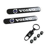 VOLVO LOGO Set Emblems with Black Keychain Wheel Tire Valves Air Caps - US SELLER