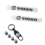 VOLVO LOGO Set Emblems with Wheel Tire Valves Air Caps Keychain - US SELLER
