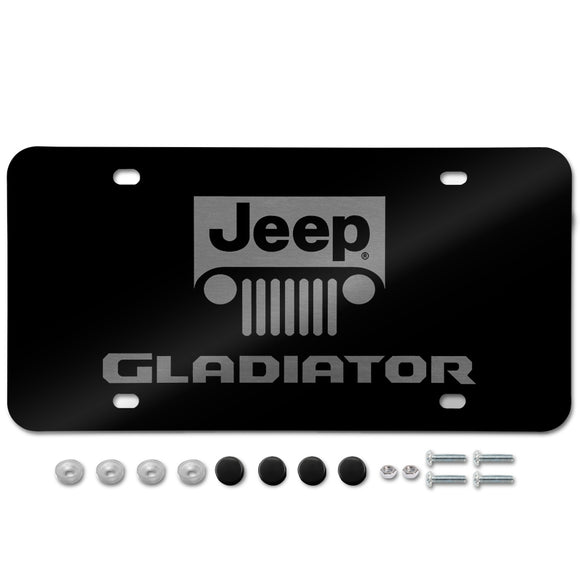 For JEEP GLADIATOR Stainless Steel Laser Etched License Plate Black PL.GLADNL.EB