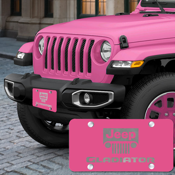 For JEEP GLADIATOR Stainless Steel Laser Etched Logo PINK License Plate 12
