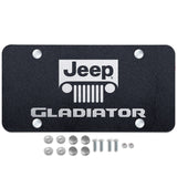 For JEEP GLADIATOR Stainless Steel Laser Etched License Plate Rugged Black PL.GLADNL.ERB + Chrome Caps