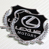 Lexus Silver 3D Metal Emblem Sticker x2