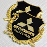 Mitsubishi Gold 3D Metal Emblem Sticker x2