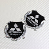 Mitsubishi Silver 3D Metal Emblem Sticker x2