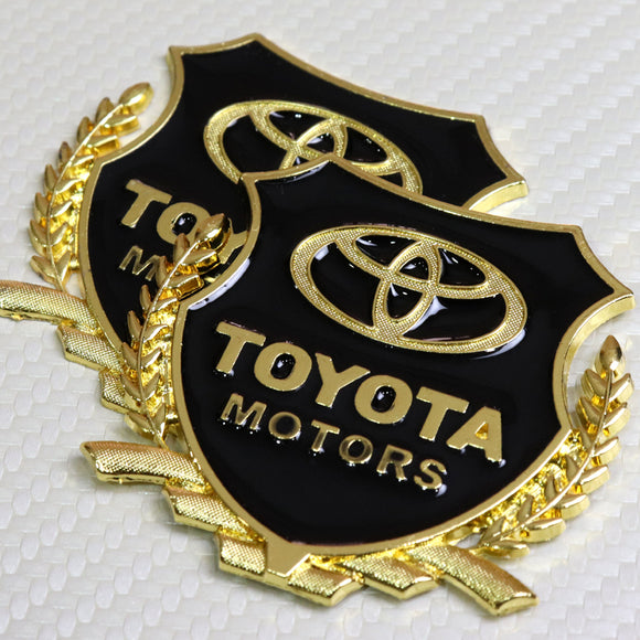 Toyota Gold 3D Metal Emblem Sticker x2