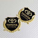 Toyota Gold 3D Metal Emblem Sticker x2