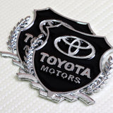 Toyota Silver 3D Metal Emblem Sticker x2