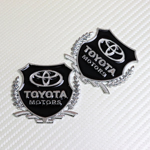 Toyota Silver 3D Metal Emblem Sticker x2