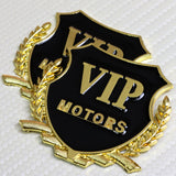 VIP MOTORS Gold 3D Metal Emblem Sticker x2