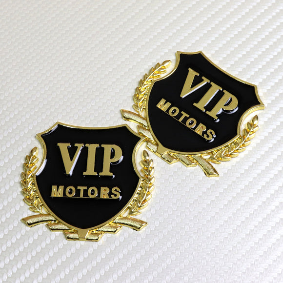 VIP MOTORS Gold 3D Metal Emblem Sticker x2