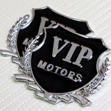 VIP MOTORS Silver 3D Metal Emblem Sticker x2