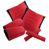 Bride Set of Red Gradation Car Cushion, Seat Pillow & Seat Belt Cover x2