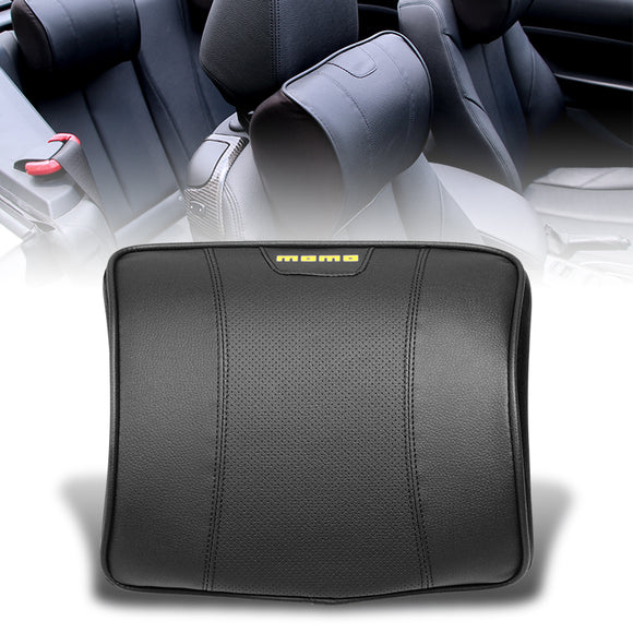 Black Leather Car Seat Memory Foam Neck Rest Cushion Pillow for MOMO RACING 1PCS