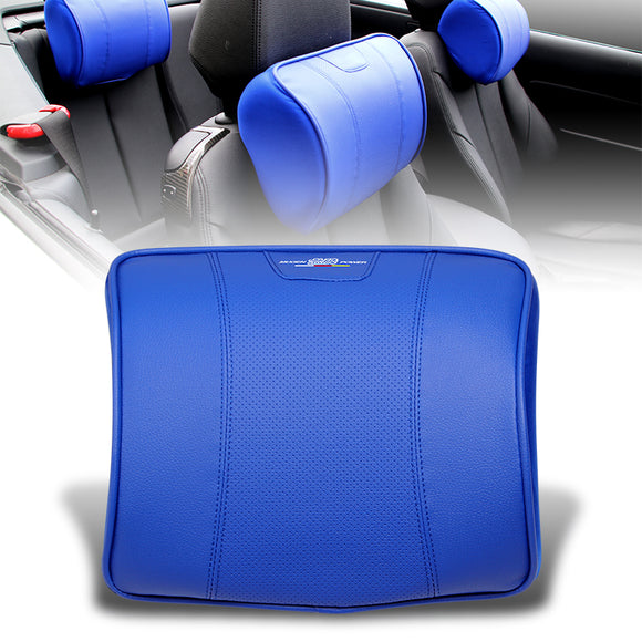 Blue PU Leather Car Seat Memory Foam Neck Rest Cushion Pillow MUGEN POWER X1