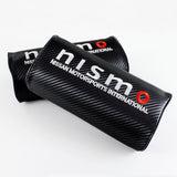For NISMO Carbon Look Embroidery Car neck rest pillow & Car seat belt cover Set