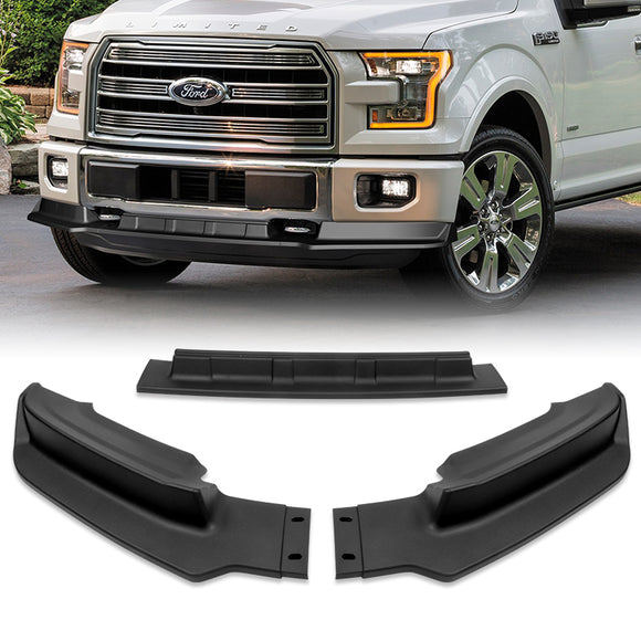 For 2015-2017 Ford F-150 F150 Truck STP-Style Front Bumper Splitter Spoiler Lip 3 Pieces