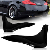 For 03-06 Infiniti G35 Coupe 2-Pcs Painted BLK Rear Bumper Lip Mud Guards Polyurethane