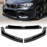 For 2016-2020 BMW M2 F87 RA-Style 3-Pcs Painted BLK Front Bumper Spoiler Splitter Lip